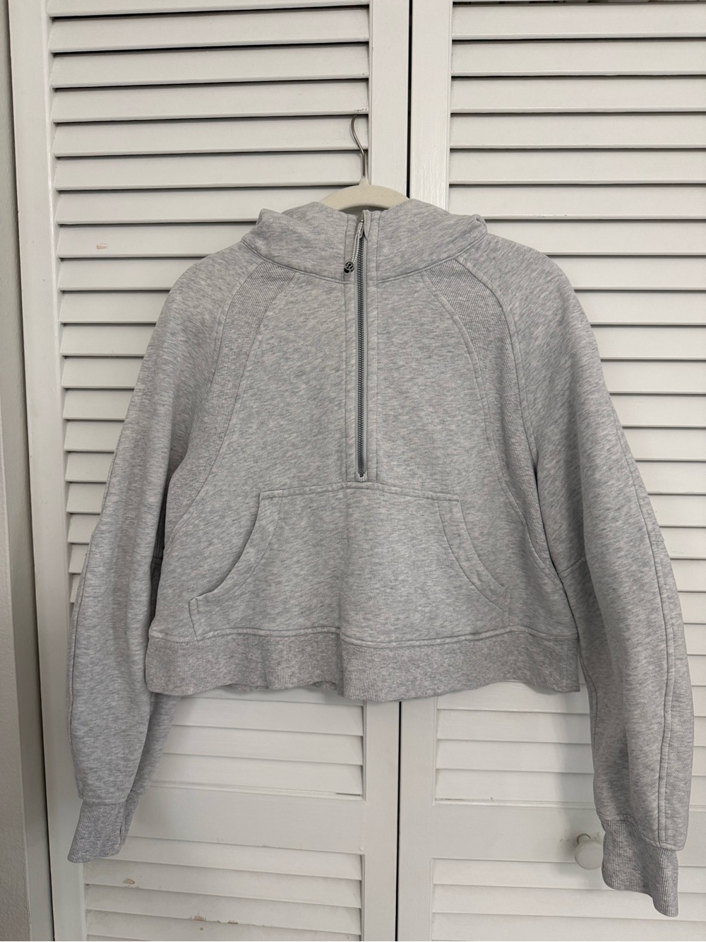 Lululemon Scuba Oversized Half-Zip Cropped Hoodie Heathered Light Grey M/L - Picture 2 of 8